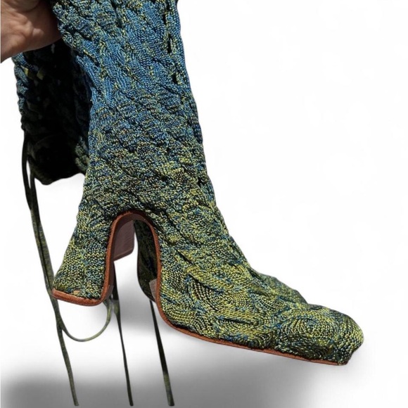 Isa Boulder SSENSE Exclusive Blue & Green Spiral Tall Boots. - Picture 4 of 6